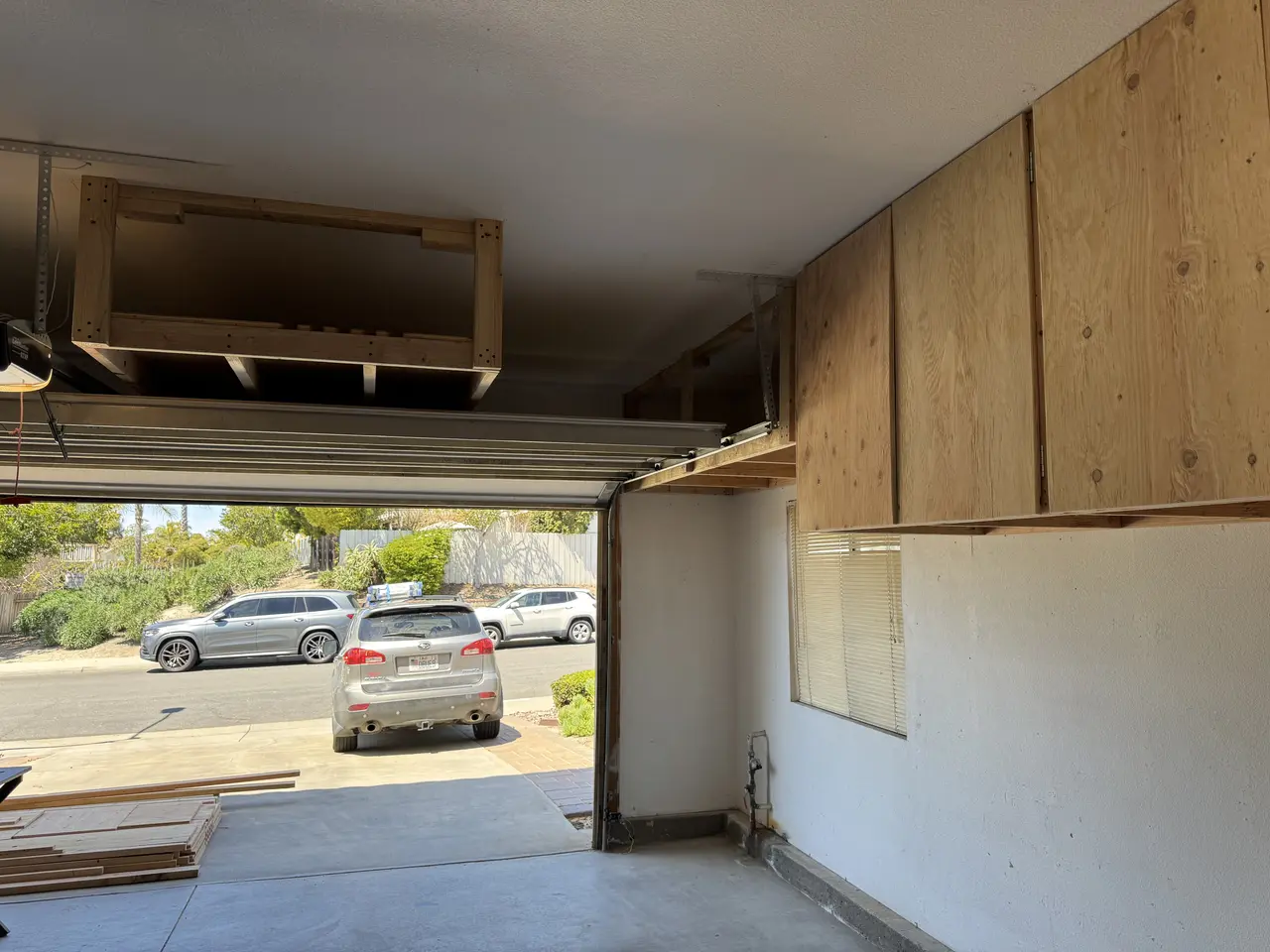 Custom Garage Storage System Hanging Shelves, Oceanside