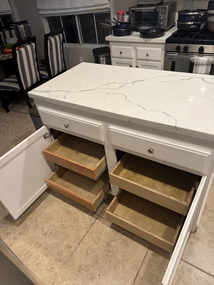 Custom Kitchen Island Pull Out Drawer Installation, Oceanside