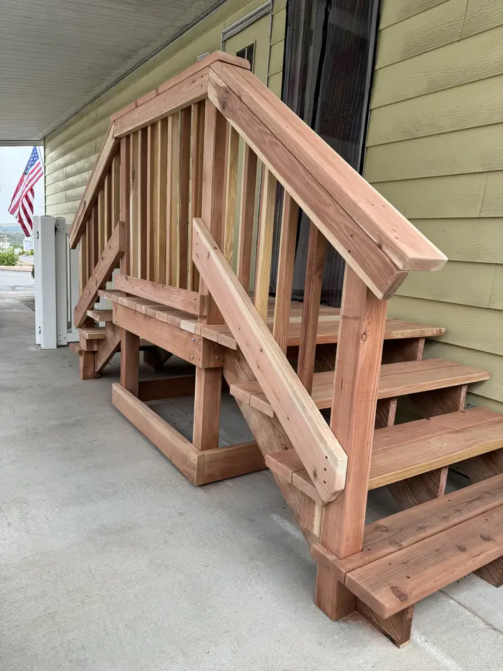 Custom Porch Step Redwood 1, Oceanside
