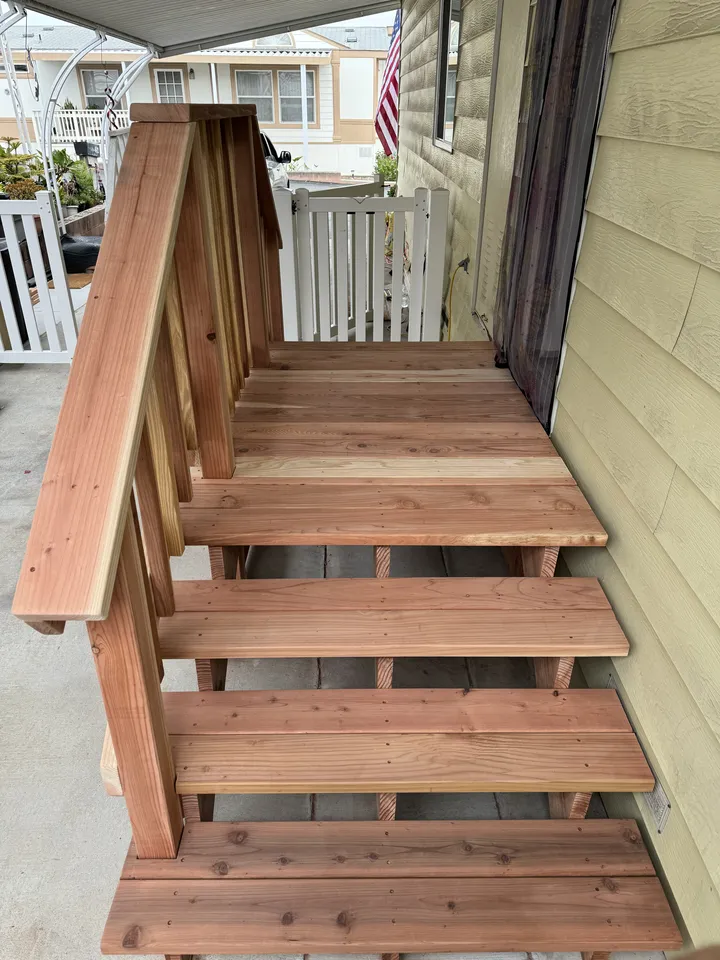 Custom Porch Step Redwood 2, Oceanside