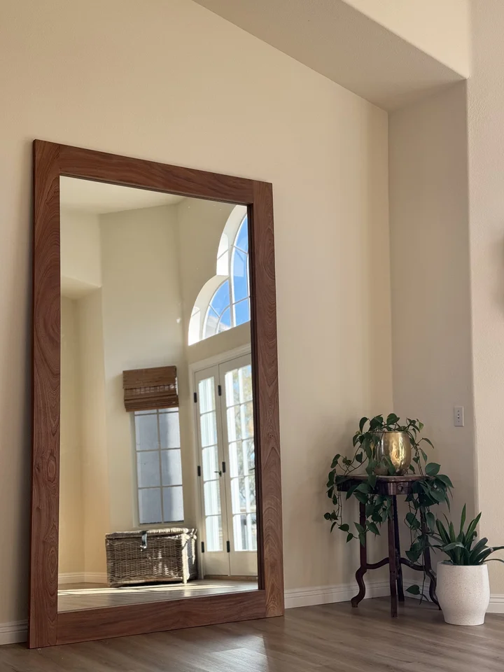 Custom Sapelle Hardwood Floor Mirror 1, Oceanside