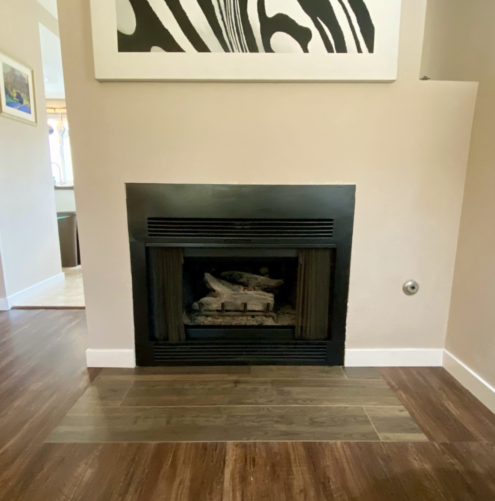 Fireplace Mantle Removal Vinyl Floor Repair Replacement, Solana Beach