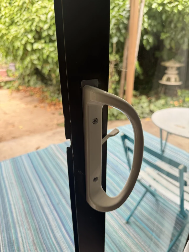 Modified Sliding Door Handle Lock Installation, Encinitas